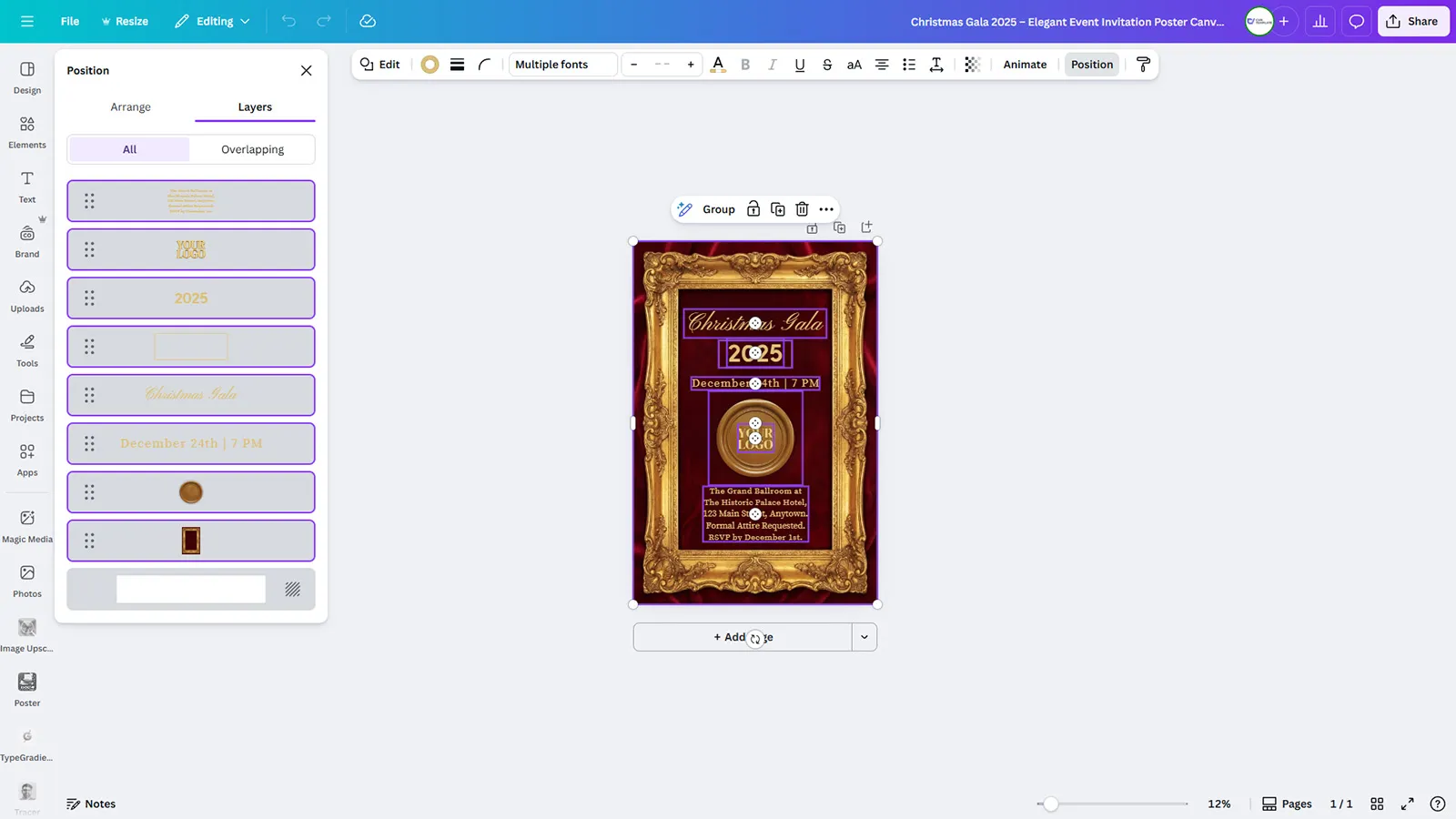 Christmas Gala 2025 - Elegant Event Invitation Poster Canva Template - Image 2