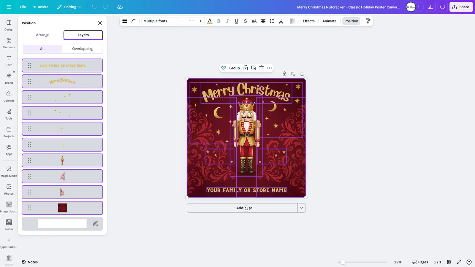 Merry Christmas Nutcracker - Classic Holiday Poster Canva Template - Image 2