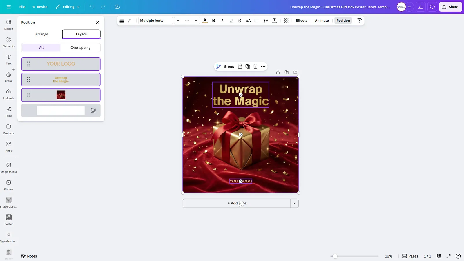 Unwrap the Magic - Christmas Gift Box Poster Canva Template (Free) - Image 2
