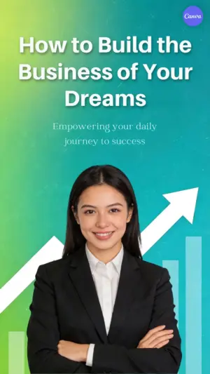Motivational Instagram post template with gradient background showing business professional and upward growth arrows for entrepreneurship content