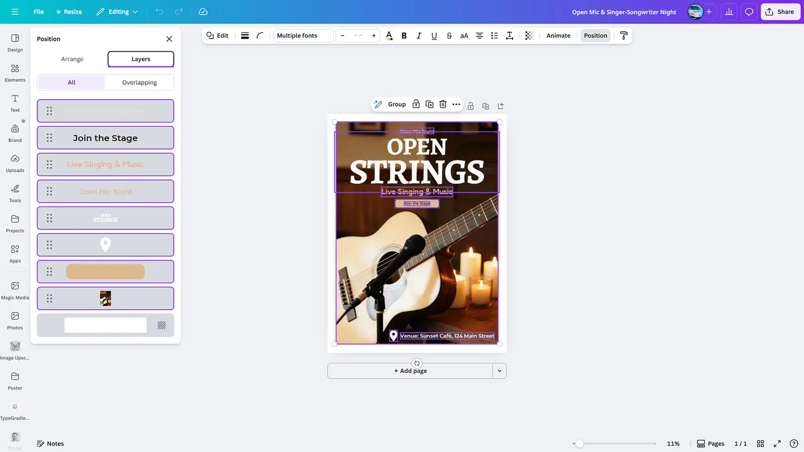 Free Open Mic Night Poster Template - Acoustic Music Canva Design - Image 2