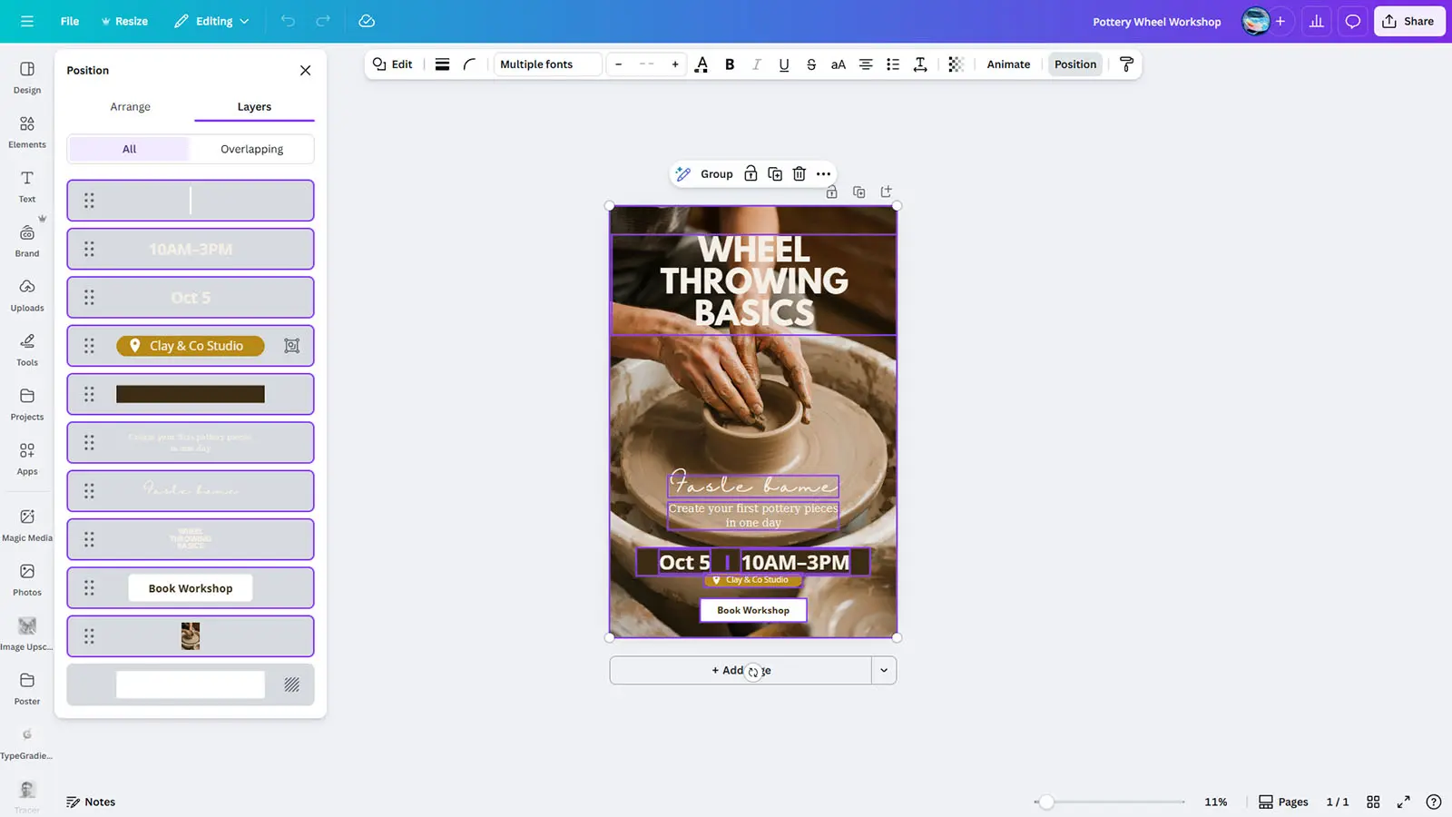 Pottery Workshop Poster Template - Art Class Canva Design - Image 2
